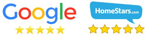 Five-star ratings on Google and HomeStars